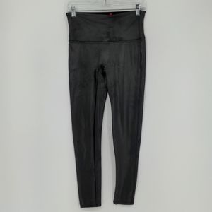 Spanx Women's Faux Leather Leggings Size Large Black Full Length Classic Mobwife